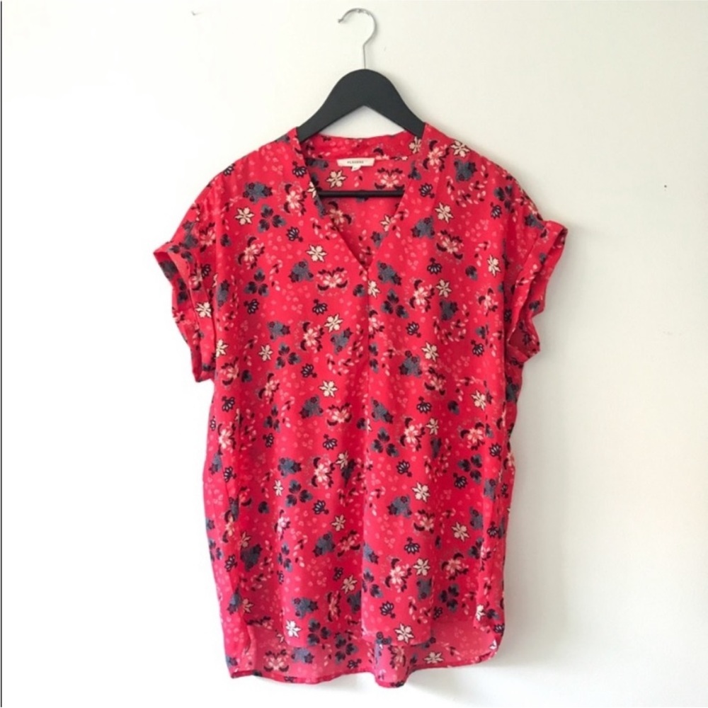 Pleione Red Floral Blouse